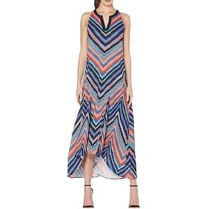 NWT Laundry by Shelli Segal Colorful Chevron Stripe High Low Dress Size 2